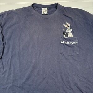 Warner Bros. Studio Store Bugs Bunny Mischievous Pocket T-Shirt Mens XL Blue GUC